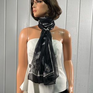 Dana Buchman Women’s Black & White Leaf Print Scarf
